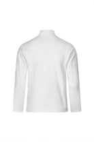 Regular fit white cotton full-zip cardigan with soft fabric and mock neck in a long-sleeved design