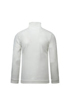 Regular fit white quarter-zip mock neck sweatshirt with smooth soft fabric and long sleeves for comfortable wear