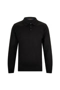 Regular Fit Wool Blend Black Polo Collar Sweater
