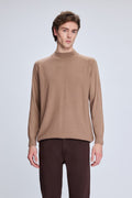 Regular Fit Wool Blend Brown Mockneck Sweater