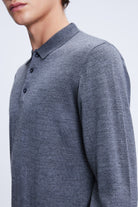 Regular Fit Wool Blend Dark Gray Polo Collar Sweater - SAYKI