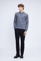 Regular Fit Wool Blend Dark Gray Polo Collar Sweater - SAYKI