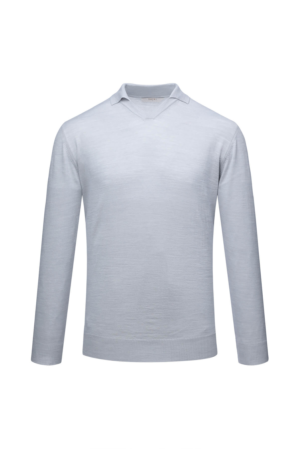 Regular Fit Wool Blend Gray Johnny Polo Sweater - SAYKI