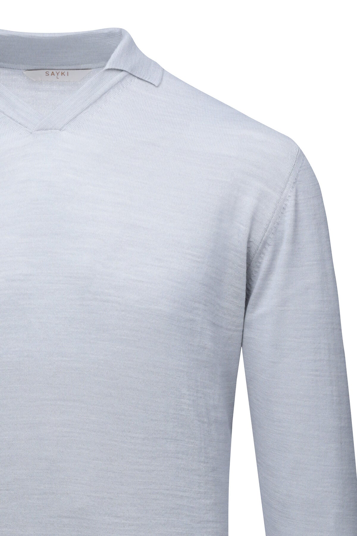 Regular Fit Wool Blend Gray Johnny Polo Sweater - SAYKI