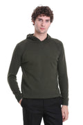 Regular Fit Wool Blend Hooded Khaki Crewneck Sweater