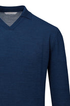 Regular Fit Wool Blend Indigo Johnny Polo Sweater - SAYKI