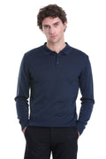Regular Fit Wool Blend Indigo Polo Sweater