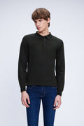 Regular Fit Wool Blend Khaki Polo Collar Sweater