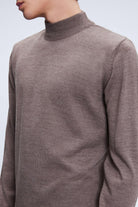 Regular Fit Wool Blend Mink Mockneck Sweater - SAYKI