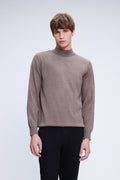 Regular Fit Wool Blend Mink Mockneck Sweater