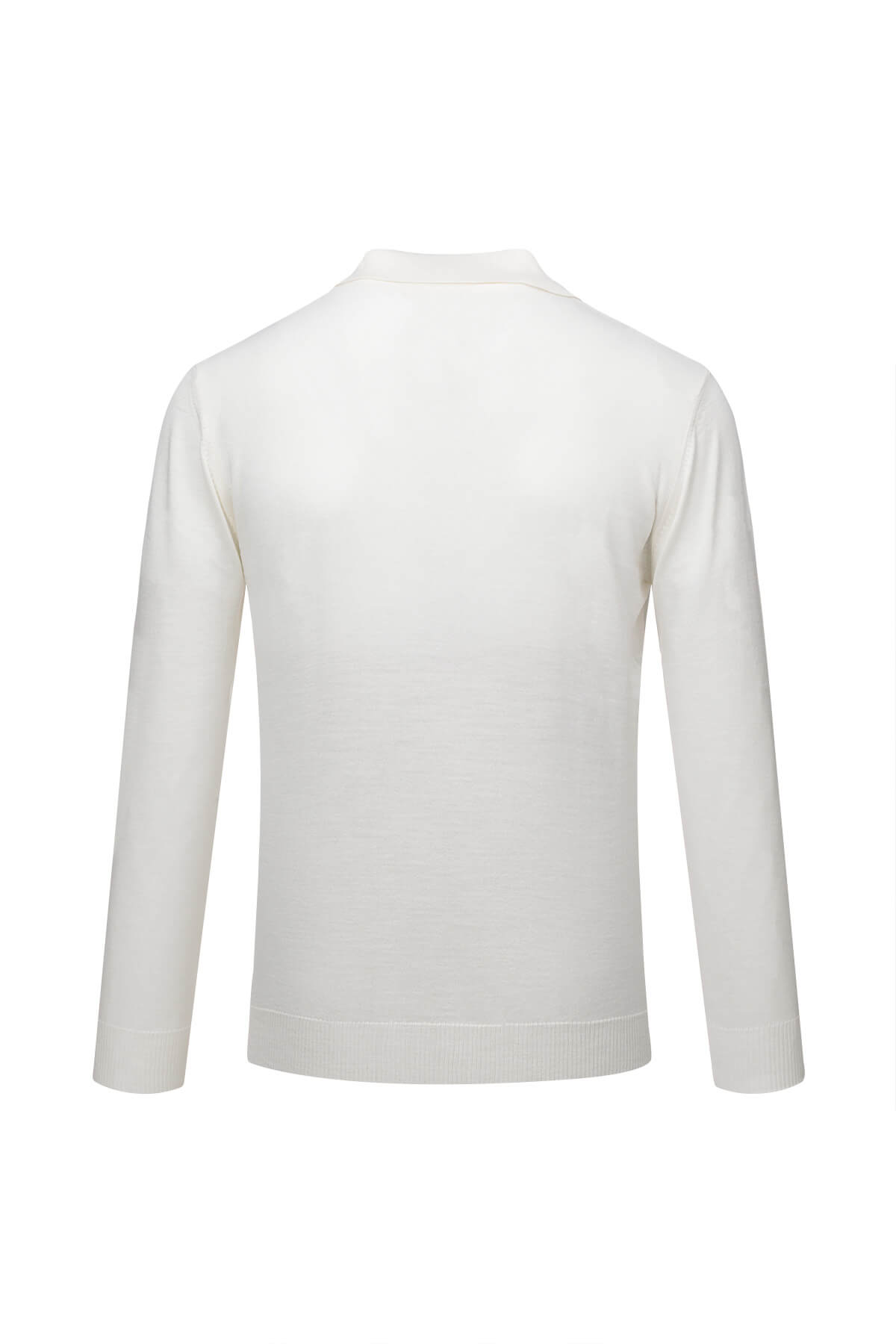 Regular fit johnny polo sweater in white wool blend with long sleeves ribbed collar and hem