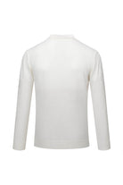 Regular fit johnny polo sweater in white wool blend with long sleeves ribbed collar and hem