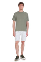 Sage green oversize cotton crew neck t-shirt in olive green for casual wear with comfortable fit