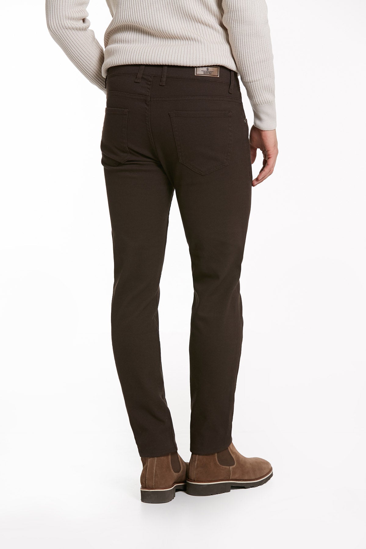 Slim Fit 5 Pocket Brown Cotton Casual Pants - MIB