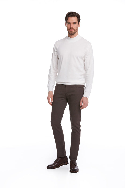 Slim Fit 5 Pocket Gray Cotton Casual Pants - SAYKI