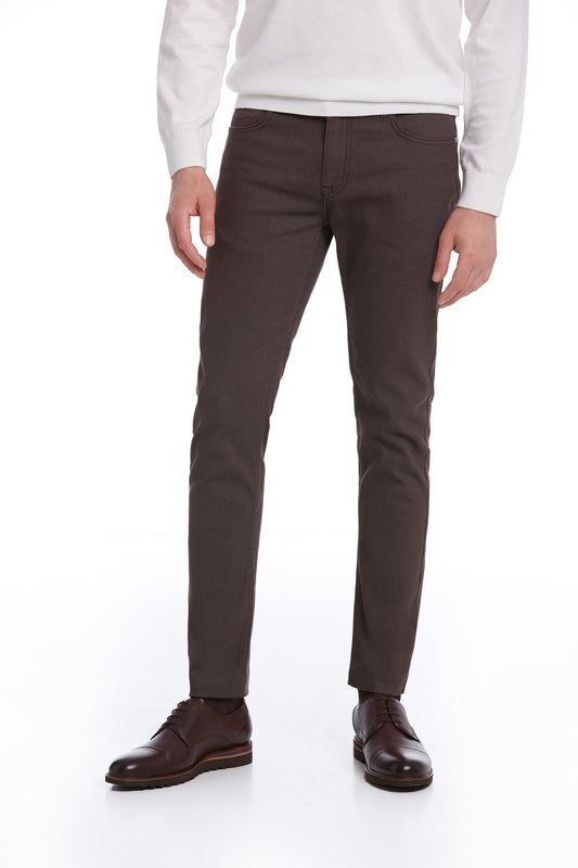 Slim Fit 5 Pocket Gray Cotton Casual Pants - SAYKI