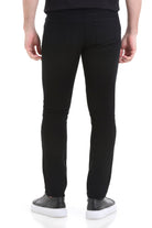 Black slim-fit jeans with a sleek, modern design and subtle stitching details.