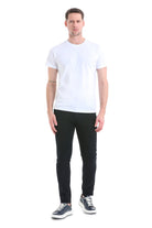 White crew-neck cotton t-shirt.
