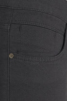 Slim Fit 5 Pocket Low Waist Dark Gray Cotton Casual Pants