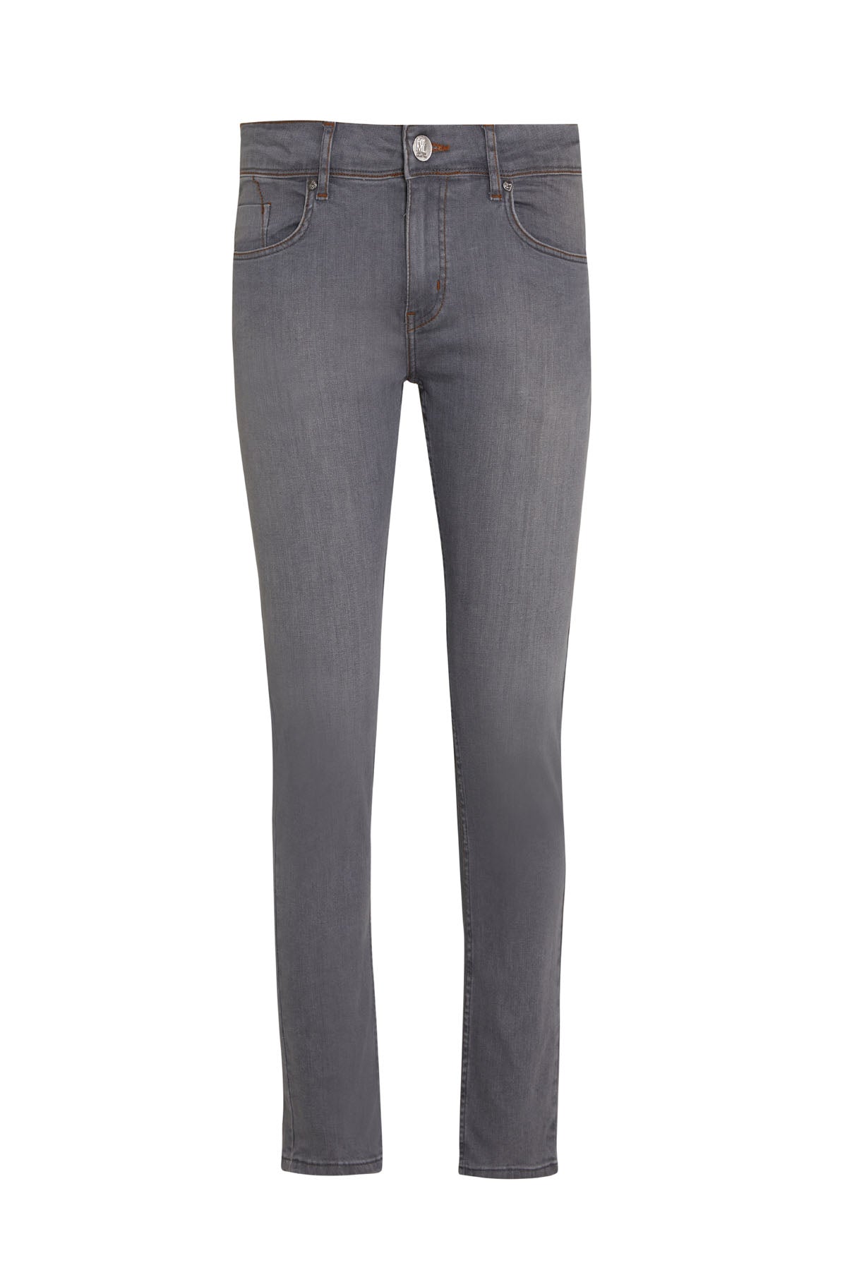 Slim Fit 5 Pocket Low Waist Gray Cotton Denim - SAYKI