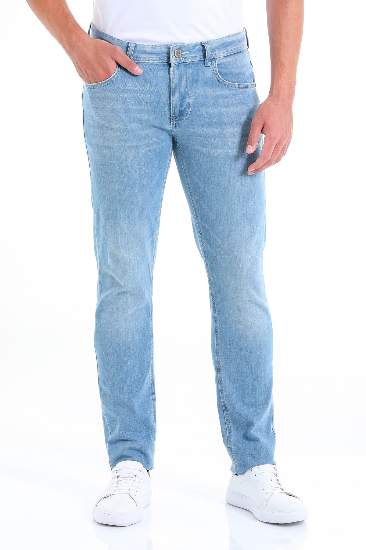 Slim Fit 5 Pocket Low Waist Light Blue Cotton Denim Jeans – SAYKI