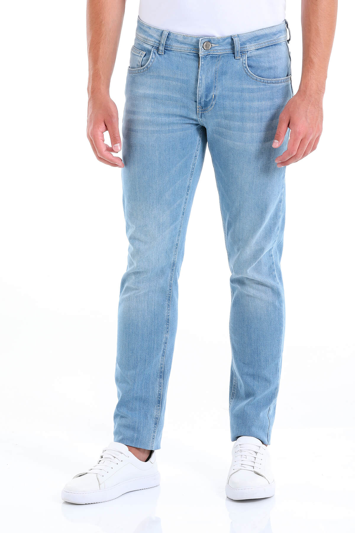 Slim Fit 5 Pocket Low Waist Light Blue Cotton Denim Jeans – SAYKI