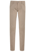Beige chino pants with a slim fit and classic five-pocket design.