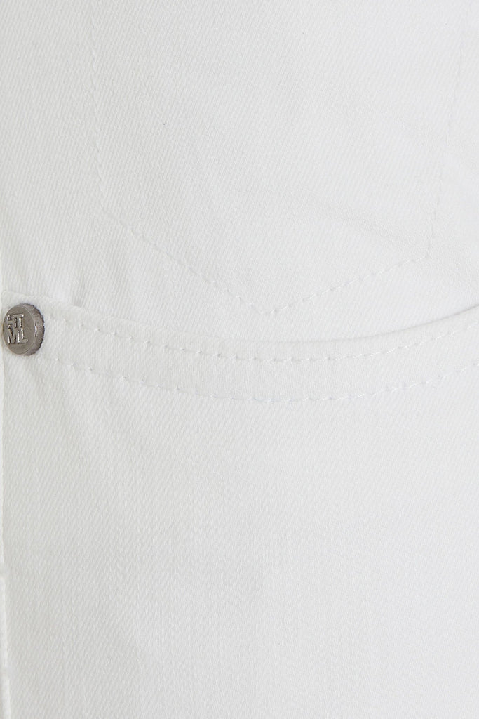 Slim Fit 5 Pocket Low Waist Unpleated Cotton White Denim