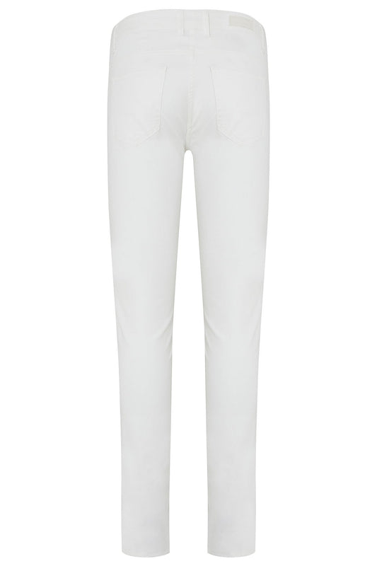 White slim-fit trousers with a clean, tailored design.