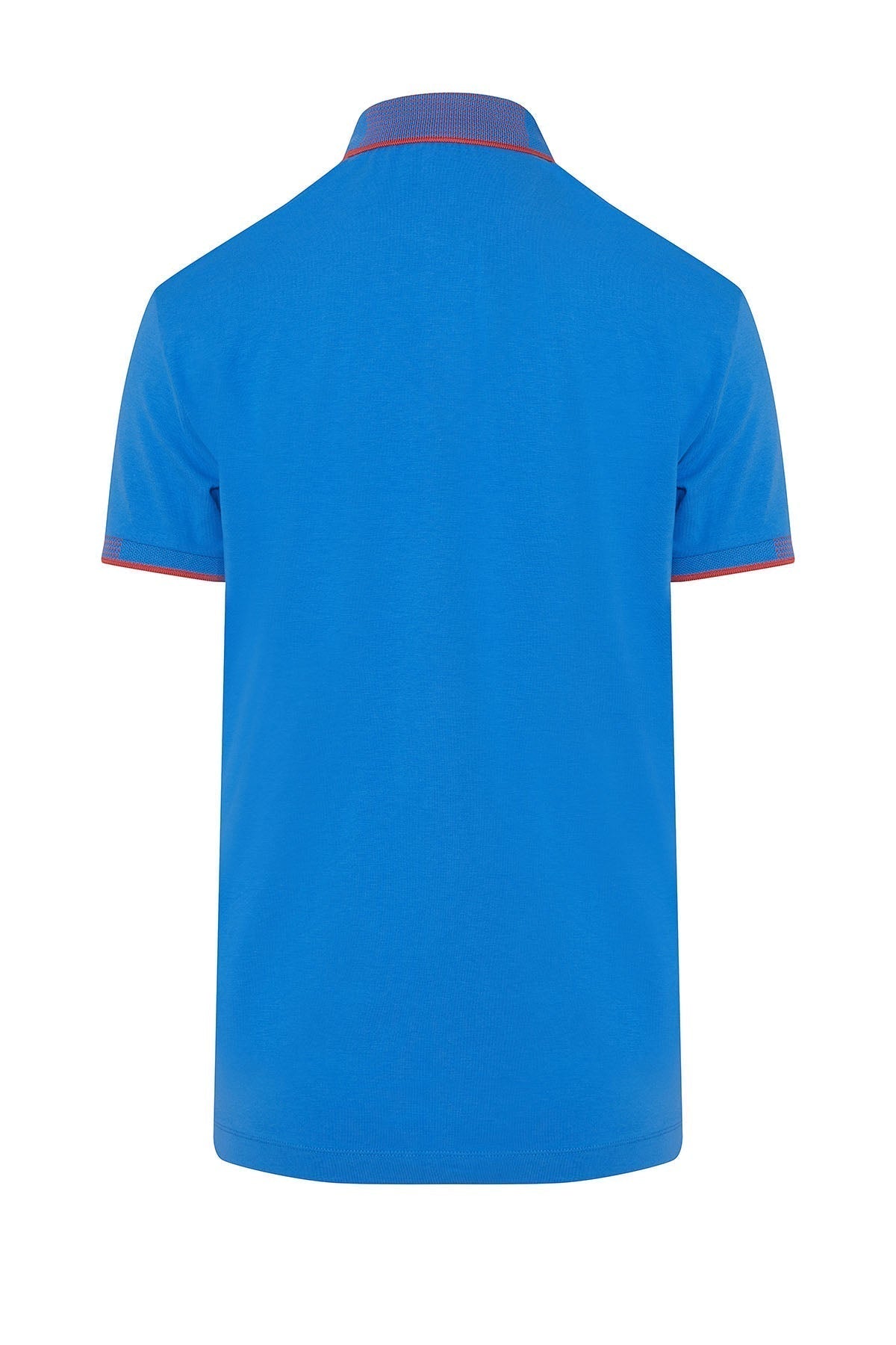 Slim Fit Basic Cotton Blend Blue Polo T-Shirt - MIB