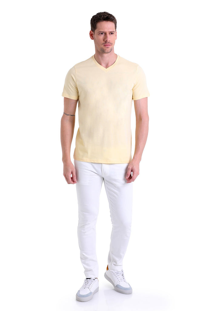 Slim Fit Basic Cotton Burgundy V-Neck Tshirt - MIB