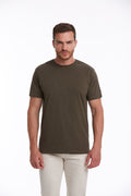 Slim Fit Basic Cotton Khaki Crew Neck T-Shirt