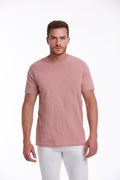 Slim Fit Basic Cotton Pink Crew Neck T-Shirt