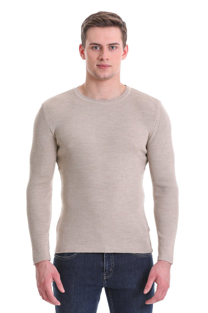 Slim Fit Basic / Plain Wool & Acyrlic Crewneck Sweater - MIB