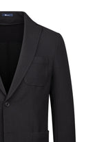 Slim Fit Black Notch Lapel Classic Blazer - SAYKI