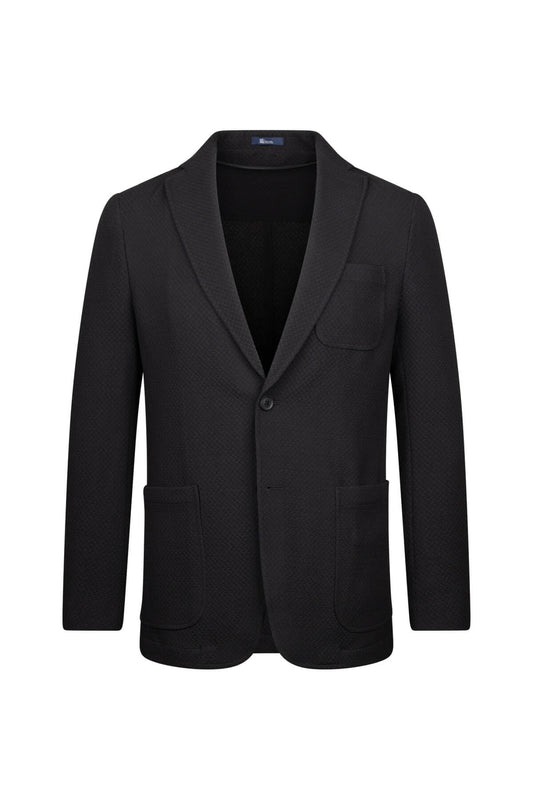 Slim Fit Black Notch Lapel Classic Blazer - SAYKI