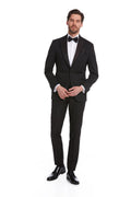 Slim Fit Black Release Peak Lapel Classic Tuxedo