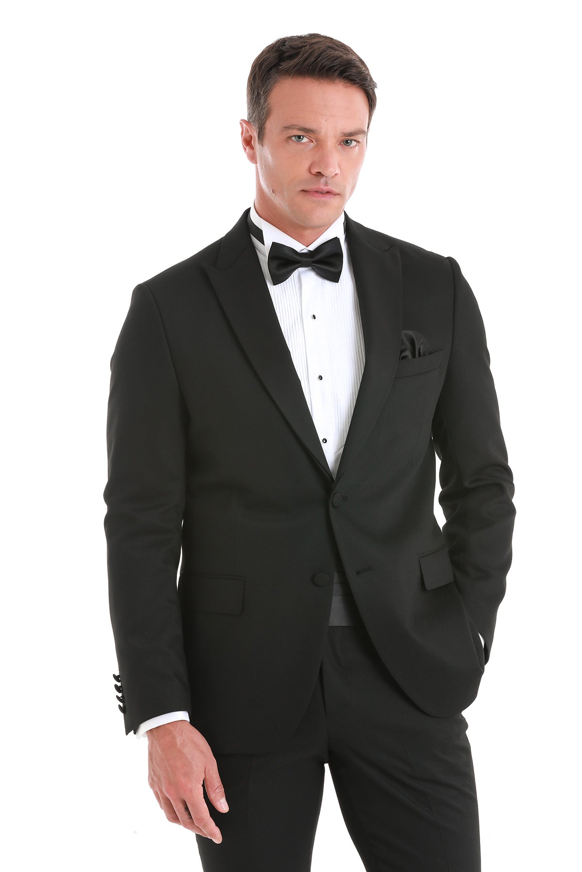 Slim Fit Black Release Peak Lapel Classic Tuxedo Suit