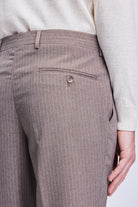 Slim Fit Brown Peak Lapel Striped Double-Breasted Classic