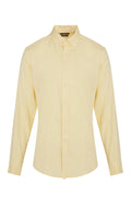 Slim Fit Button-Down Long Sleeve Cotton Yellow Casual Shirt