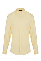 Slim Fit Button-Down Long Sleeve Cotton Yellow Casual Shirt