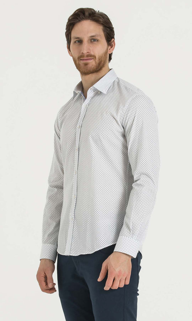 Slim Fit Button Down - Long Sleeve Printed 100% Cotton