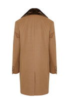 Slim Fit Cachet Camel Wool Blend Overcoat - SAYKI