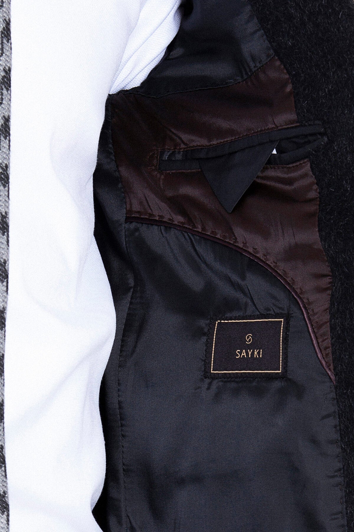Slim Fit Cachet Charcoal Wool Blend Overcoat - SAYKI