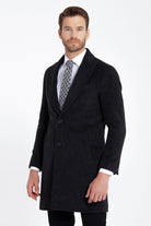 Slim Fit Cachet Charcoal Wool Blend Overcoat - SAYKI