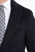 Slim Fit Cachet Charcoal Wool Blend Overcoat - SAYKI