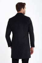 Slim Fit Cachet Charcoal Wool Blend Overcoat - SAYKI