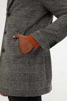 Slim Fit Cachet Glen Plaid Gray Wool Blend Overcoat - SAYKI