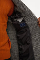 Slim Fit Cachet Glen Plaid Gray Wool Blend Overcoat - SAYKI