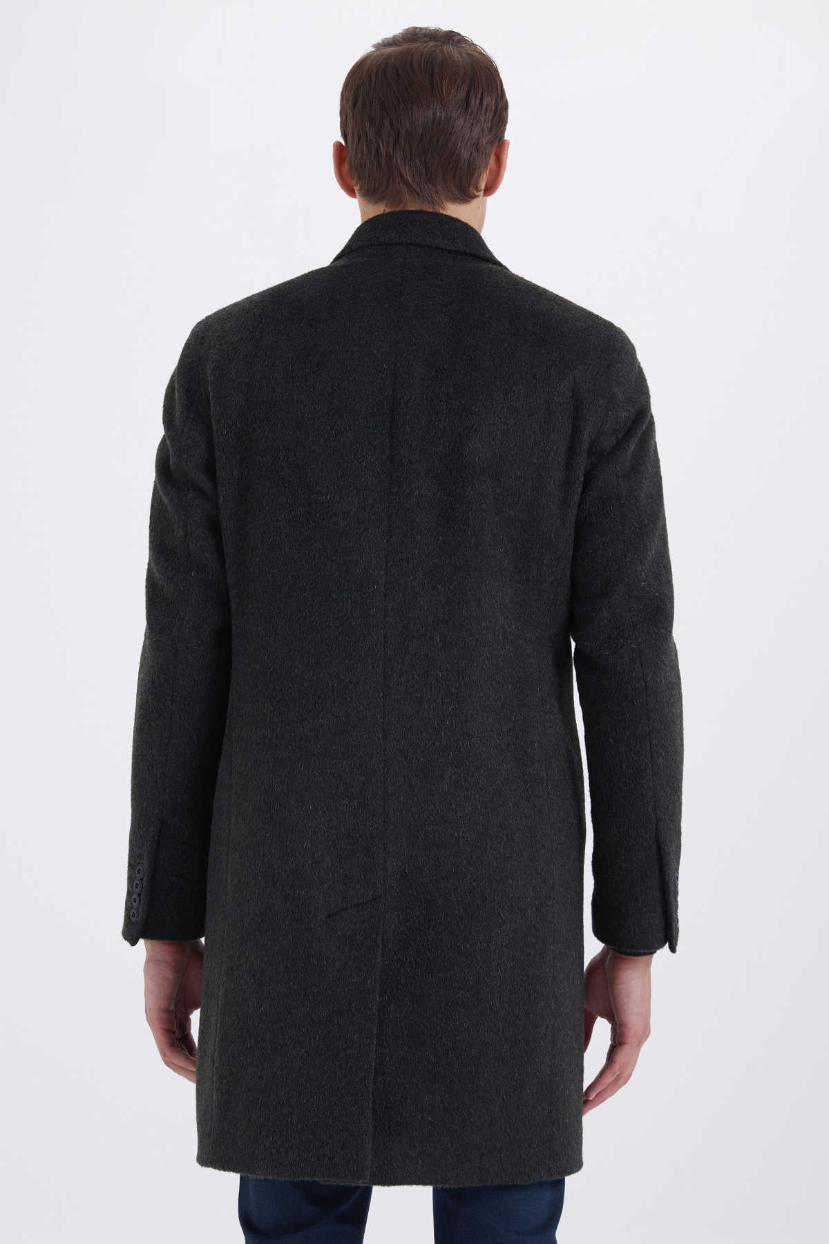 Slim Fit Cachet Khaki Wool Blend Overcoat - SAYKI